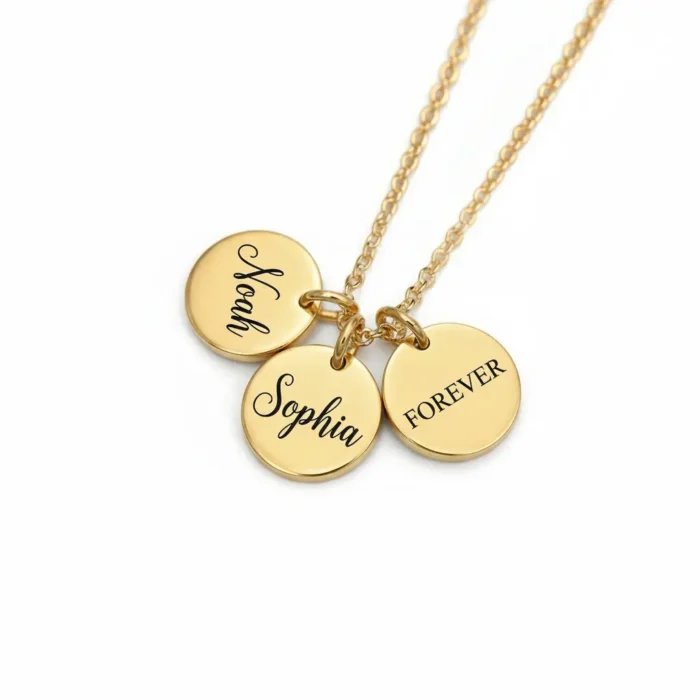 3 Minature Circle Necklace - Gold - Image 6