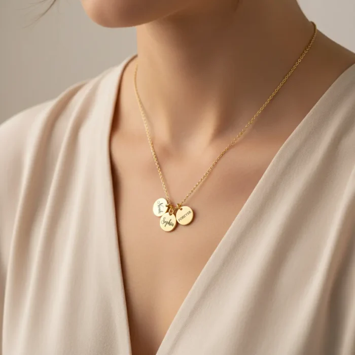 3 Minature Circle Necklace - Gold - Image 2