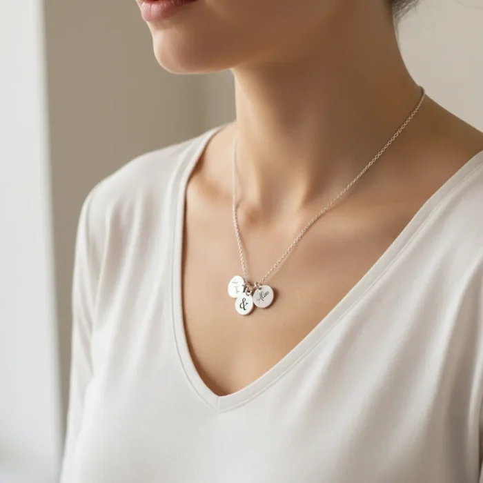 3 Minature Circle Necklace - Silver - Image 2