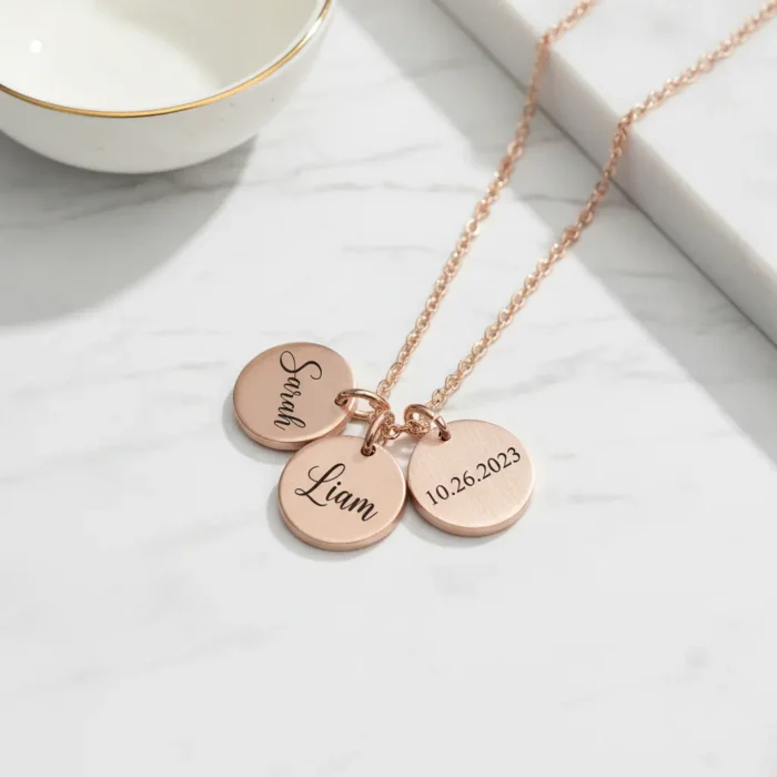 3 Minature Circle Necklace - Rose Gold - Image 7