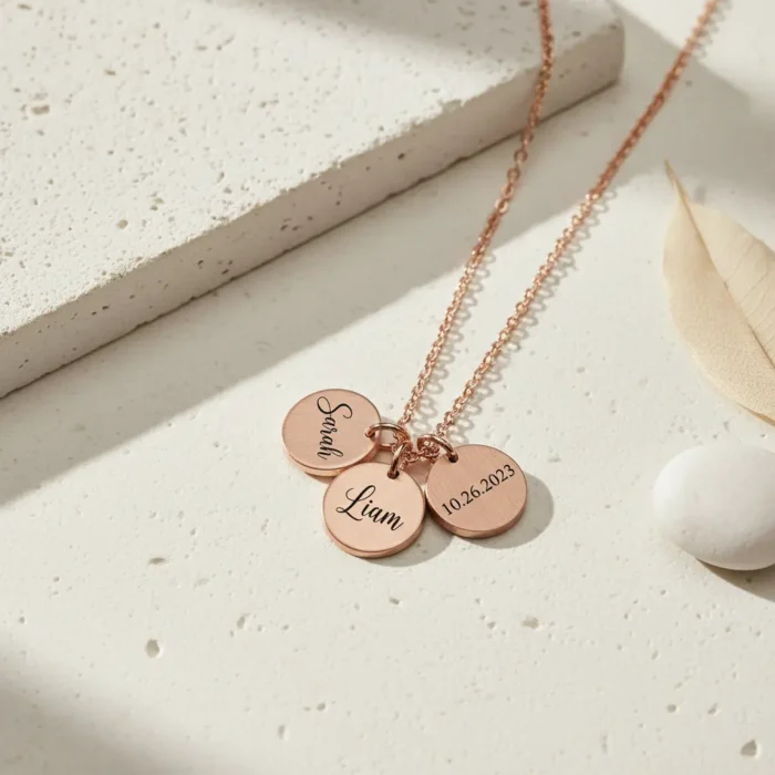 3 Minature Circle Necklace - Rose Gold - Image 8