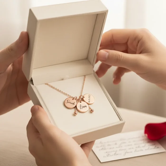 3 Minature Circle Necklace - Rose Gold - Image 3