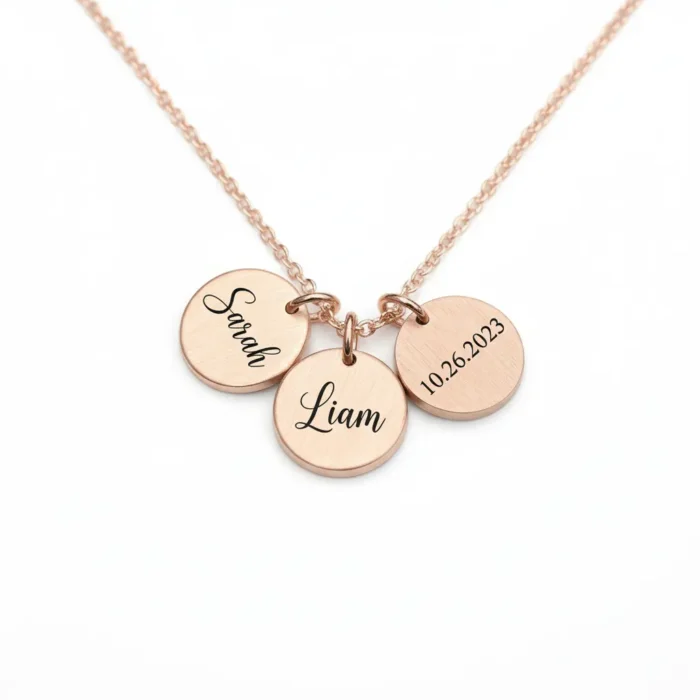 3 Minature Circle Necklace - Rose Gold - Image 5