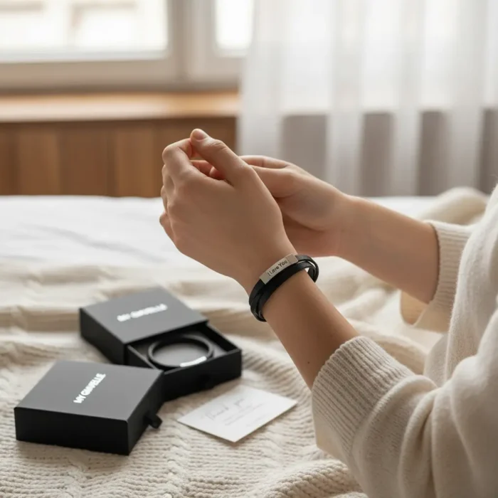 Cairo Leather & Stainless Steel Mens Bracelet - Brown - Image 7