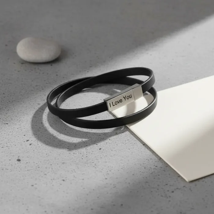 Cairo Leather & Stainless Steel Mens Bracelet - Brown - Image 5