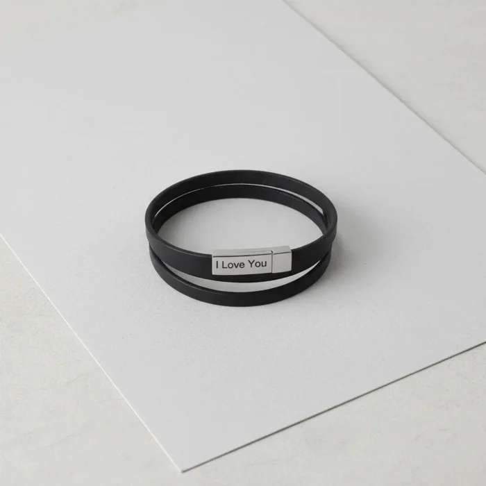 Cairo Leather & Stainless Steel Mens Bracelet - Brown - Image 4