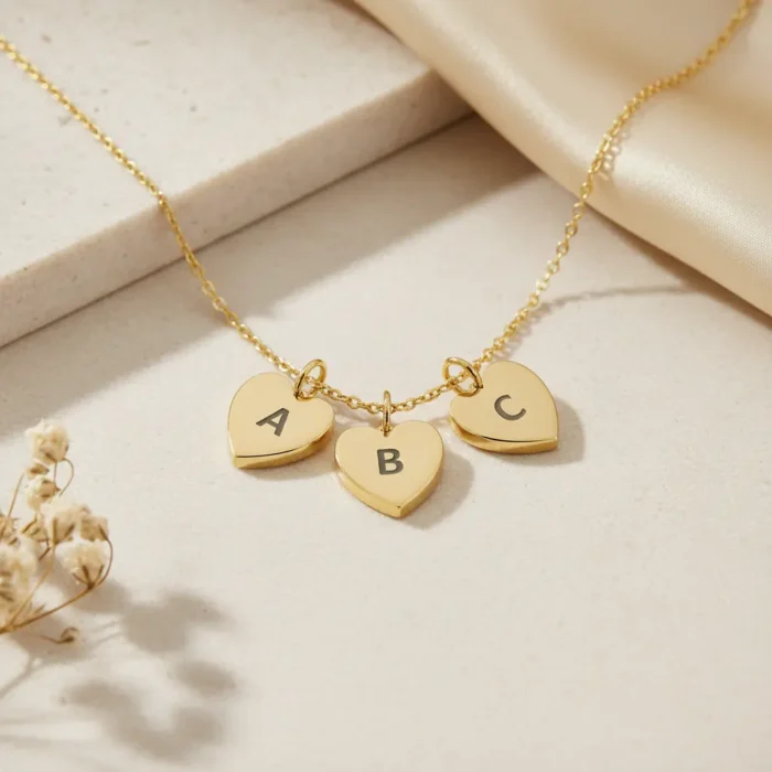 3 Heart Necklace - Gold - Image 8