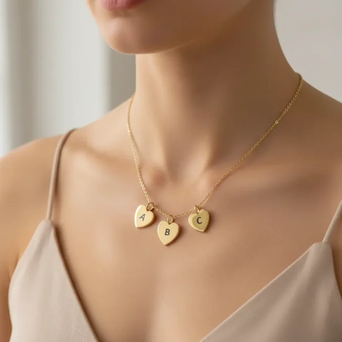 3 Heart Necklace - Gold - Image 2