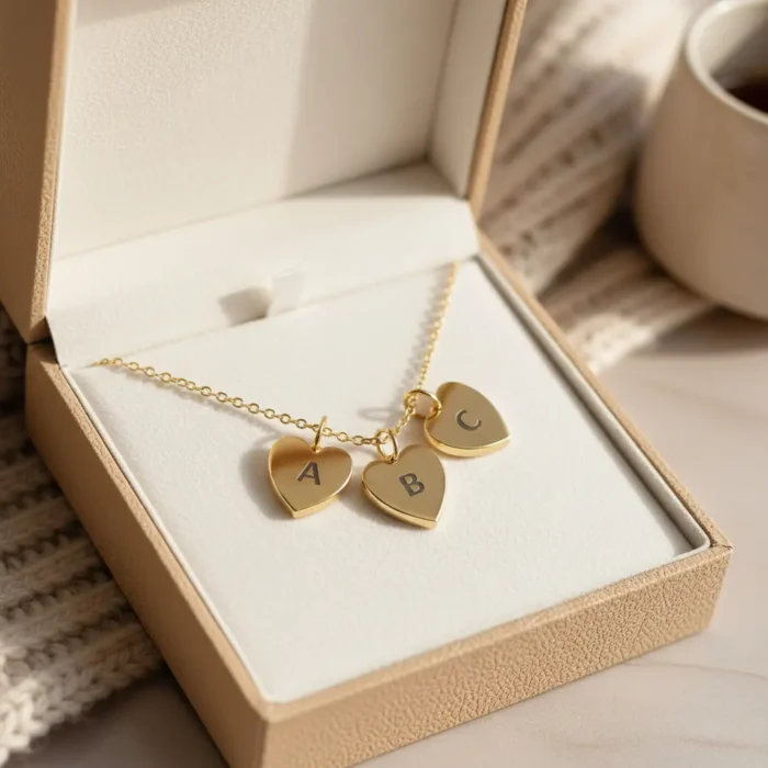 3 Heart Necklace - Gold - Image 3