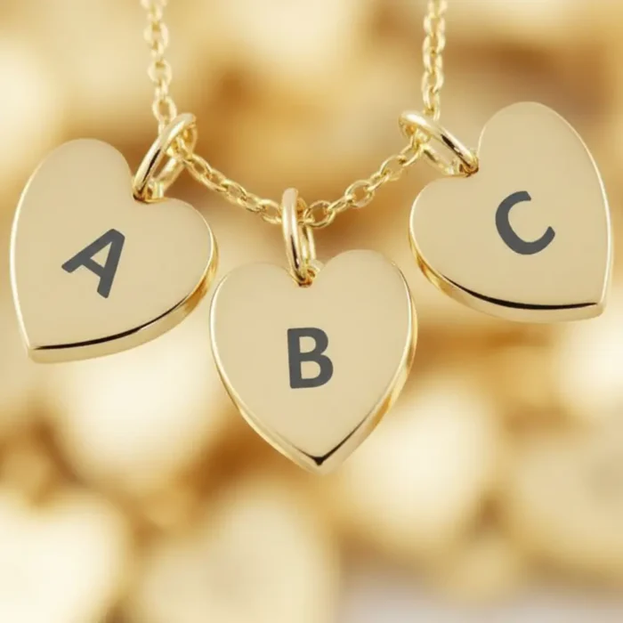 3 Heart Necklace - Gold - Image 4
