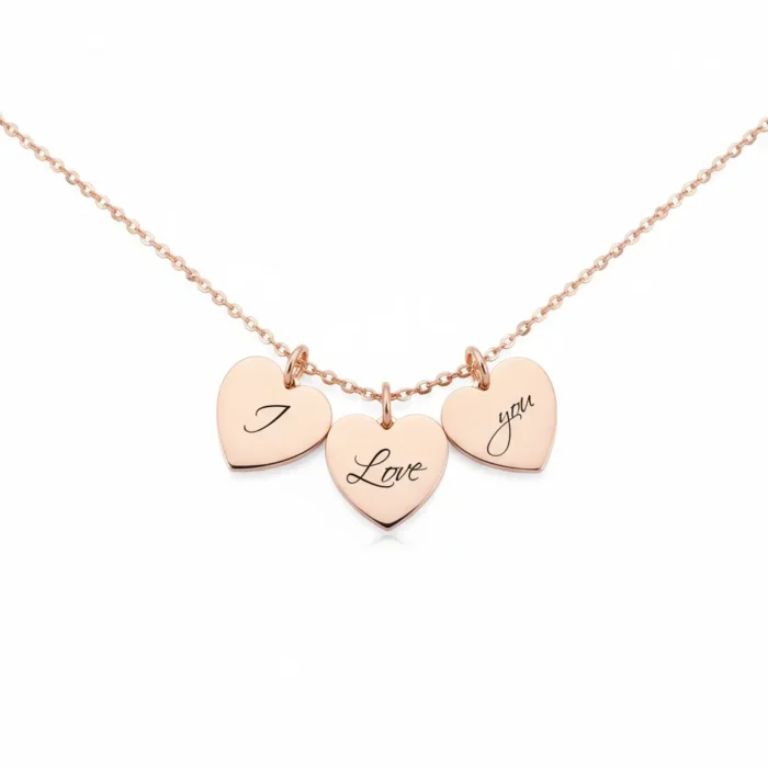 3 Heart Necklace - Rose Gold - Image 9