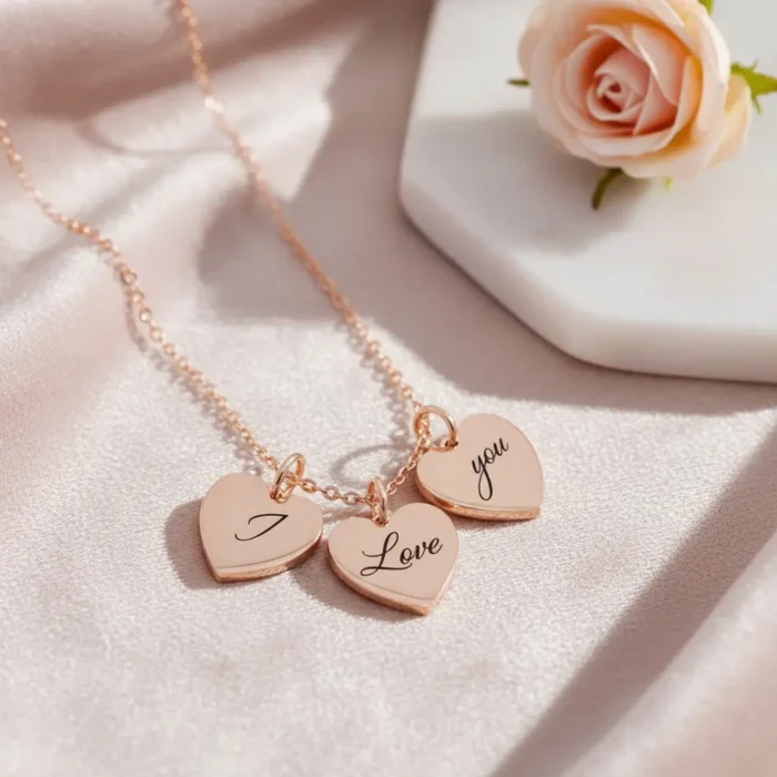 3 Heart Necklace - Rose Gold - Image 4