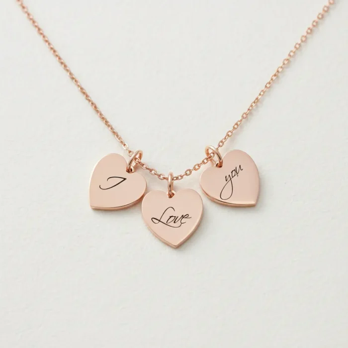 3 Heart Necklace - Rose Gold - Image 3