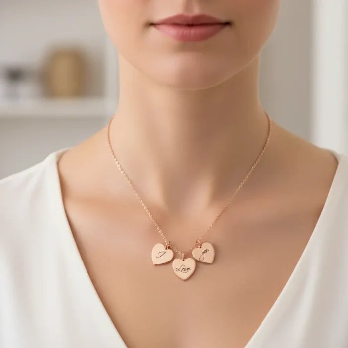 3 Heart Necklace - Rose Gold - Image 2