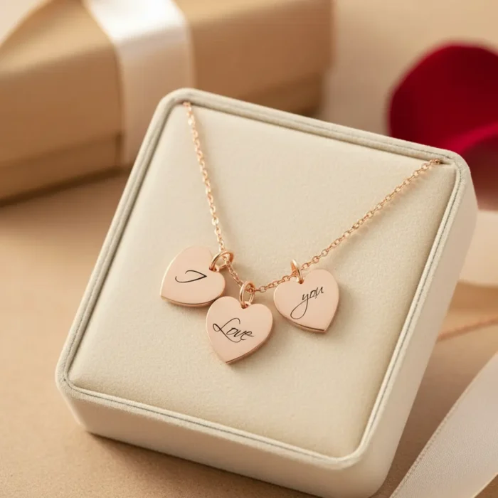 3 Heart Necklace - Rose Gold - Image 6