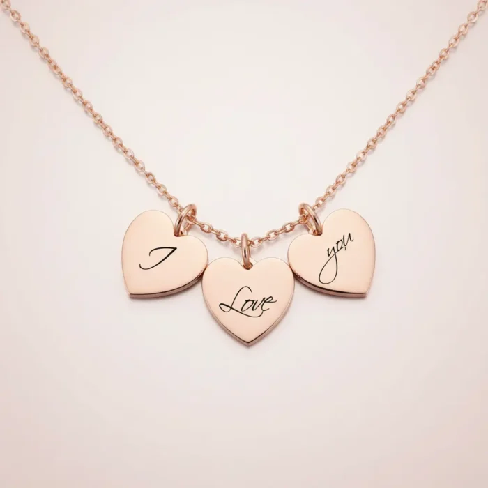 3 Heart Necklace - Rose Gold - Image 8