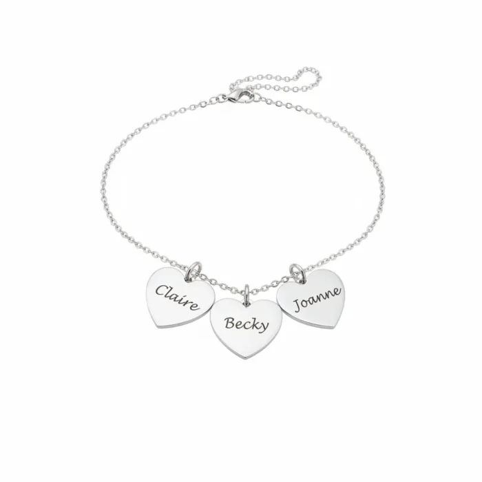 3 Heart Necklace - Silver - Image 6