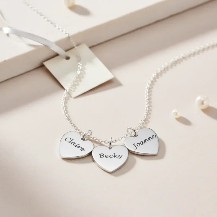 3 Heart Necklace - Silver - Image 1