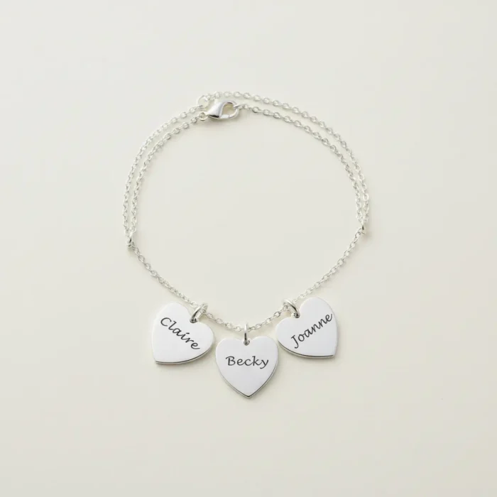 3 Heart Necklace - Silver - Image 3