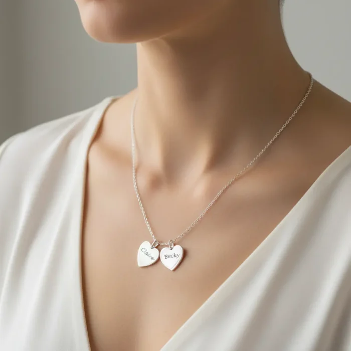 3 Heart Necklace - Silver - Image 2