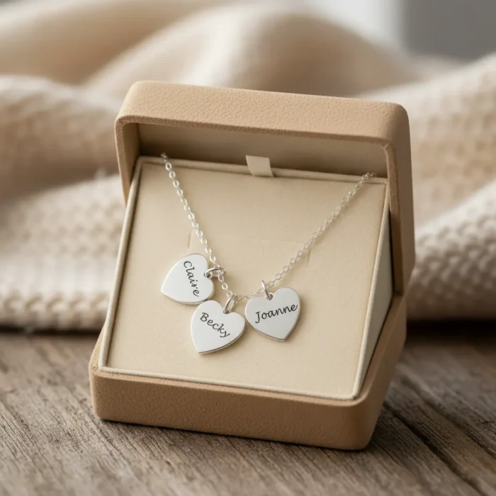 3 Heart Necklace - Silver - Image 7