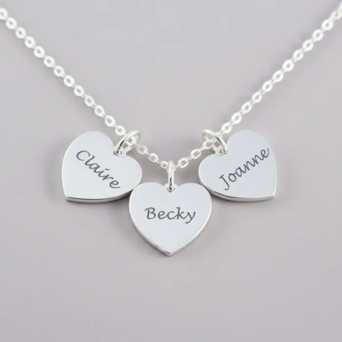 3 Heart Necklace - Silver - Image 9
