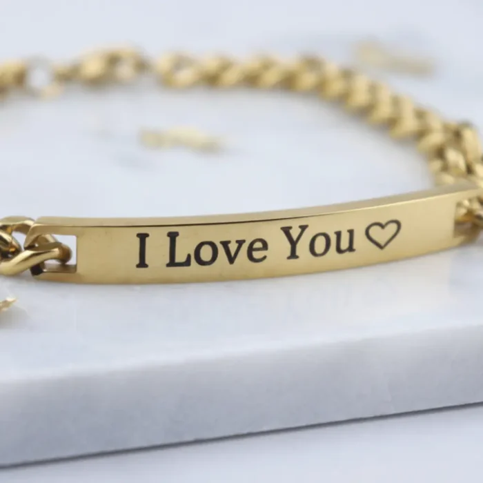 Steel Identity Mens Bracelet - Gold - Image 4