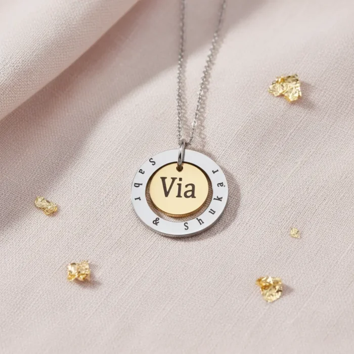 Double Circular Necklace - Silver - Image 1