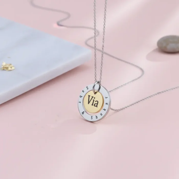 Double Circular Necklace - Silver - Image 6