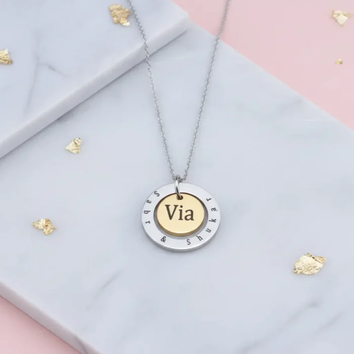 Double Circular Necklace - Silver - Image 4