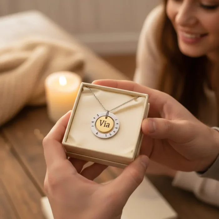 Double Circular Necklace - Silver - Image 3