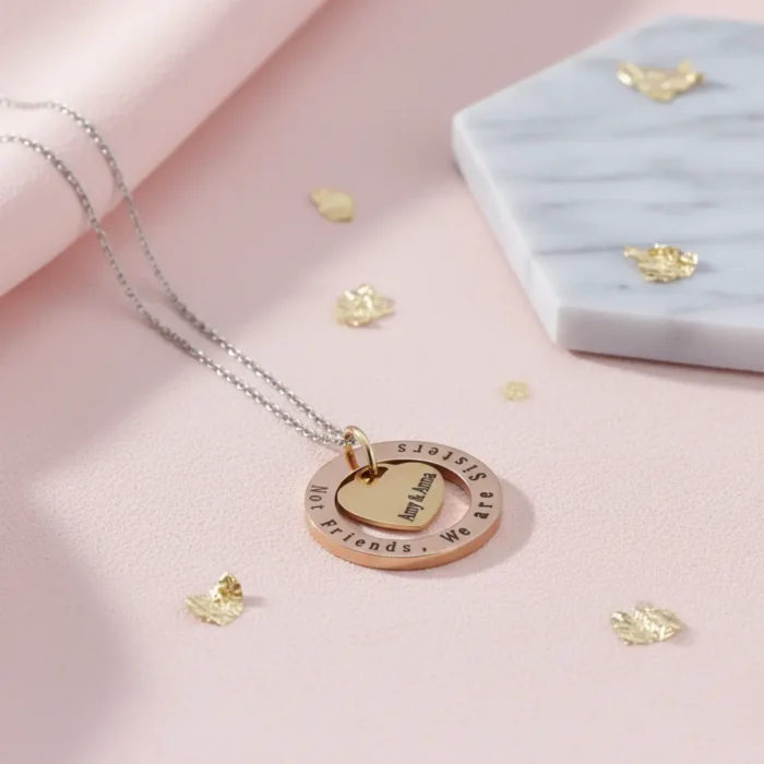 Circle Star Necklace - Rose Gold + Gold - Image 5