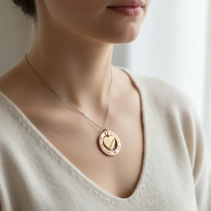Circle Star Necklace - Rose Gold + Gold - Image 2