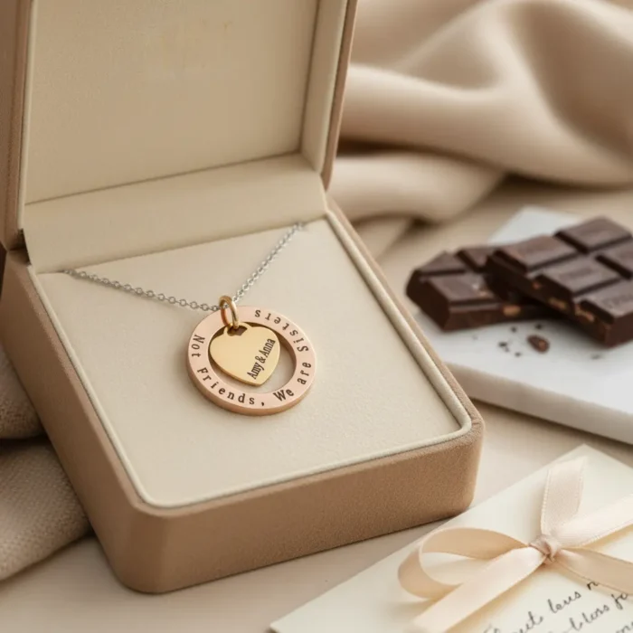 Circle Star Necklace - Rose Gold + Gold - Image 3