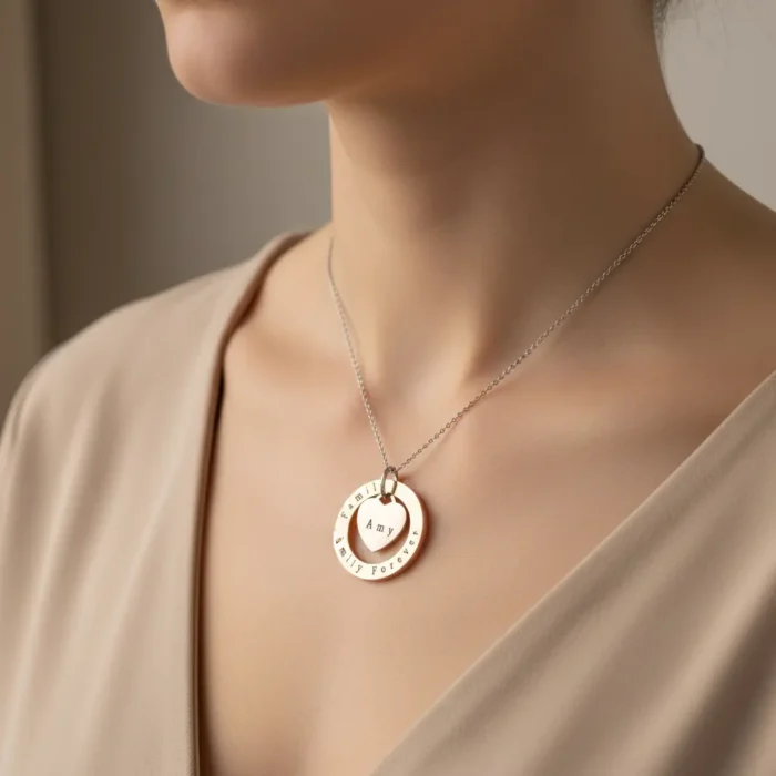 Circle Star Necklace - Silver + Gold - Image 2