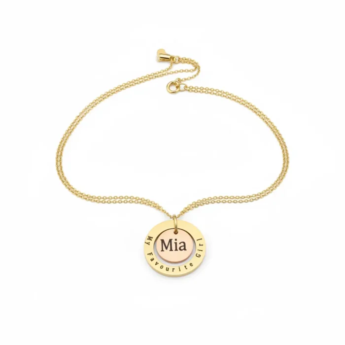 Double Circular Necklace - Gold - Image 5