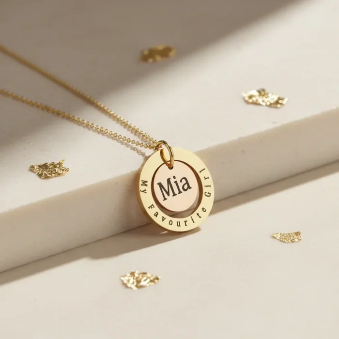 Double Circular Necklace - Gold - Image 6