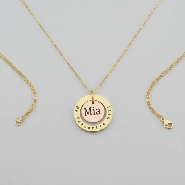 Double Circular Necklace - Gold - Image 8