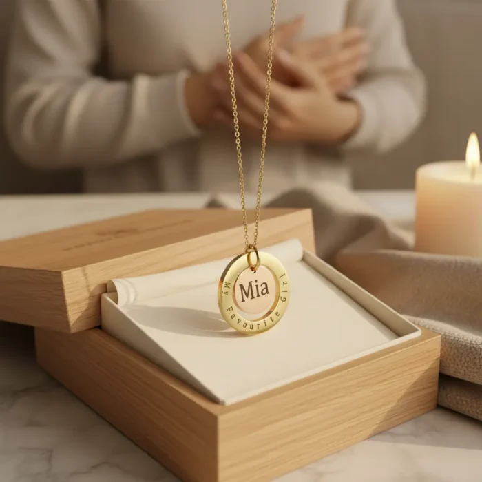 Double Circular Necklace - Gold - Image 3