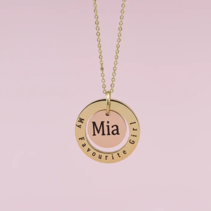 Double Circular Necklace - Gold - Image 4