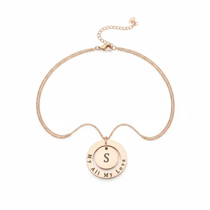 Double Circular Necklace - Rose Gold - Image 6