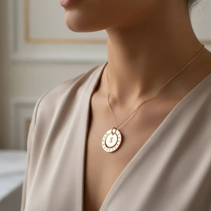 Double Circular Necklace - Rose Gold - Image 2