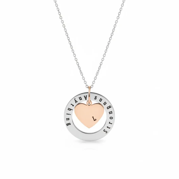 Circle heart Necklace - Silver + Rose Gold - Image 6
