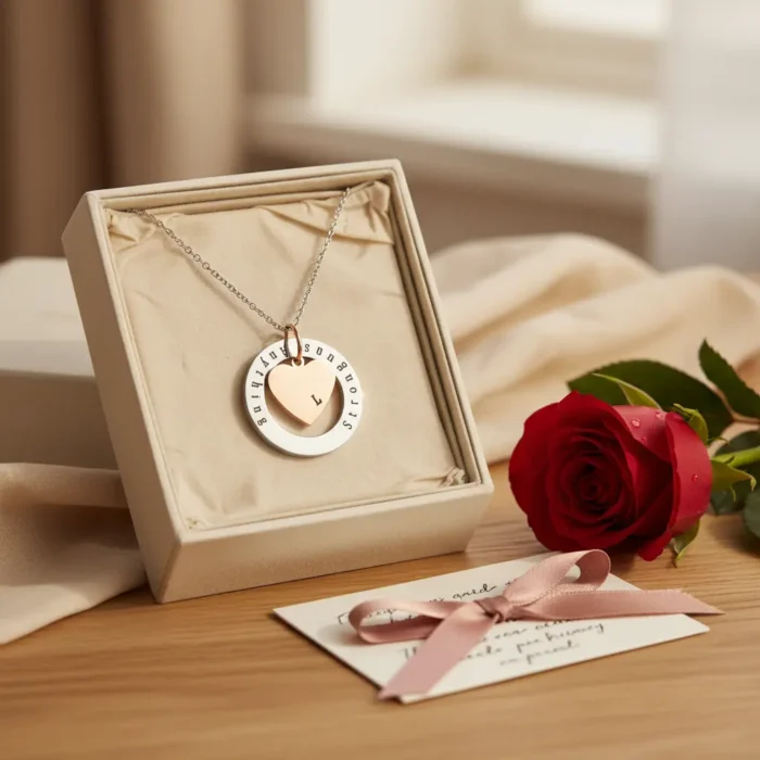 Circle heart Necklace - Silver + Rose Gold - Image 7