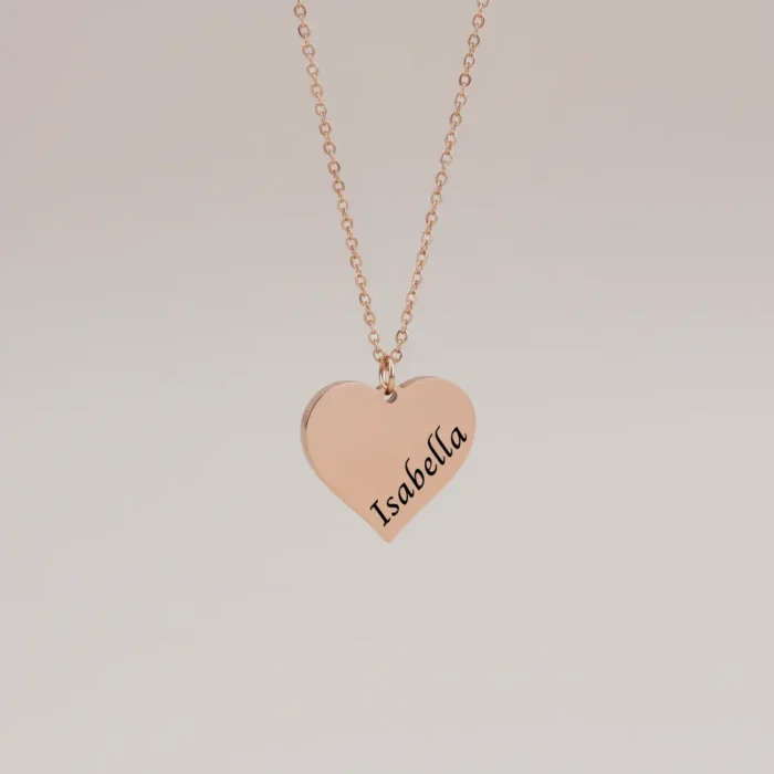 Heart diagonal Necklace - Rose Gold - Image 3