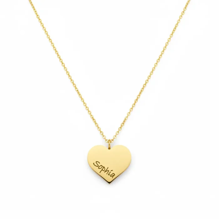 Heart diagonal Necklace - Gold - Image 6