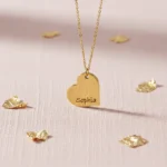 Heart diagonal Necklace - Gold