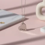 Heart diagonal Necklace - Silver