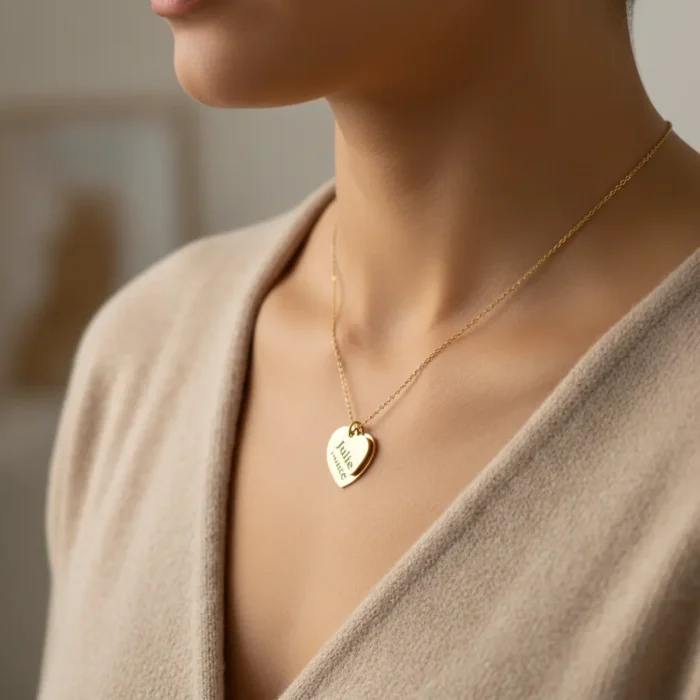 2 Heart Big Small Necklace - Rose Gold - Image 2