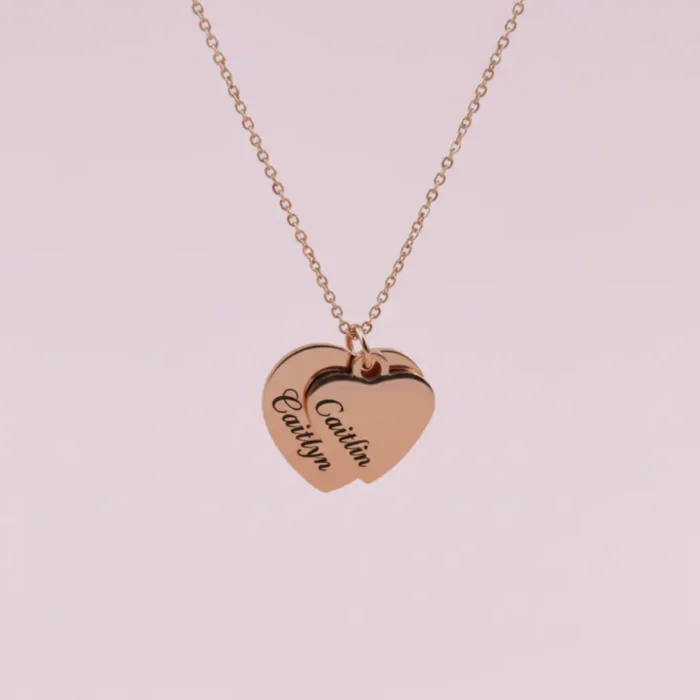 2 Heart Big Small Necklace - Rose Gold - Image 8